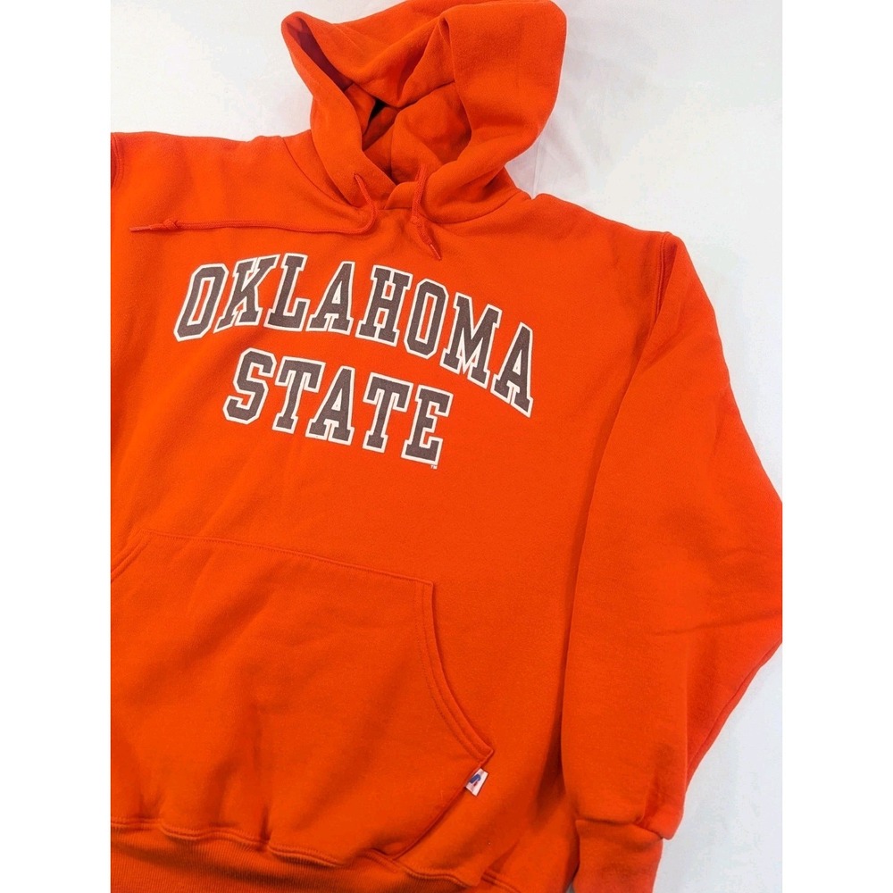 VINTAGE Oklahoma State Cowboys Russell Athletic Hoodie Medium‎ 50/50 Orange Logo